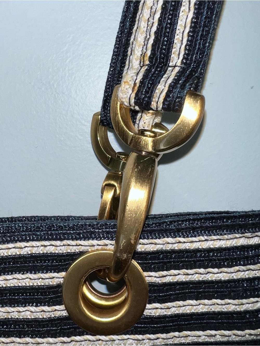 Eric Javits New York Navy Ivory Striped Squishee Tote Shoulder Bag Resort - Picture 3 of 12